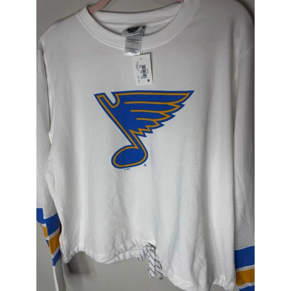 St. Louis Blues NHL Long Sleeve Shirt White/Blue/Yellow Size L